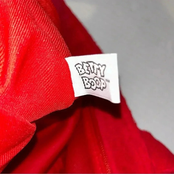 Vintage Y2K Betty Boop Tote Bag 2004 Red Terry Cloth Pocket Shoulder Straps - Picture 5 of 11